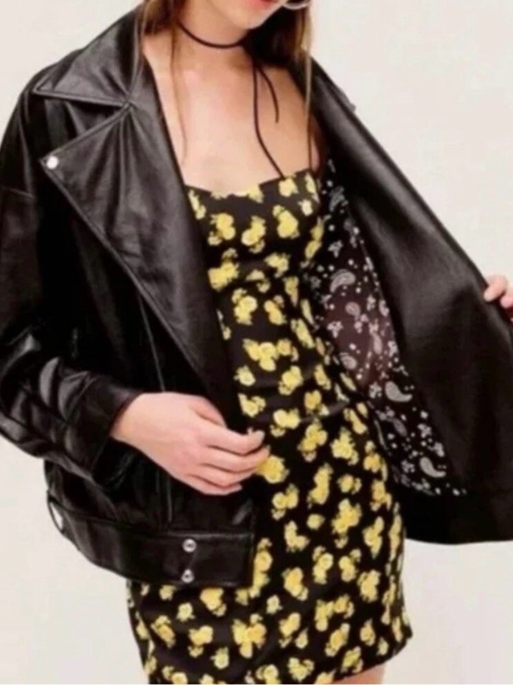 NWOT For Love And Lemons Black Dillon Faux Leather Moto Bomber Jacket XXS
